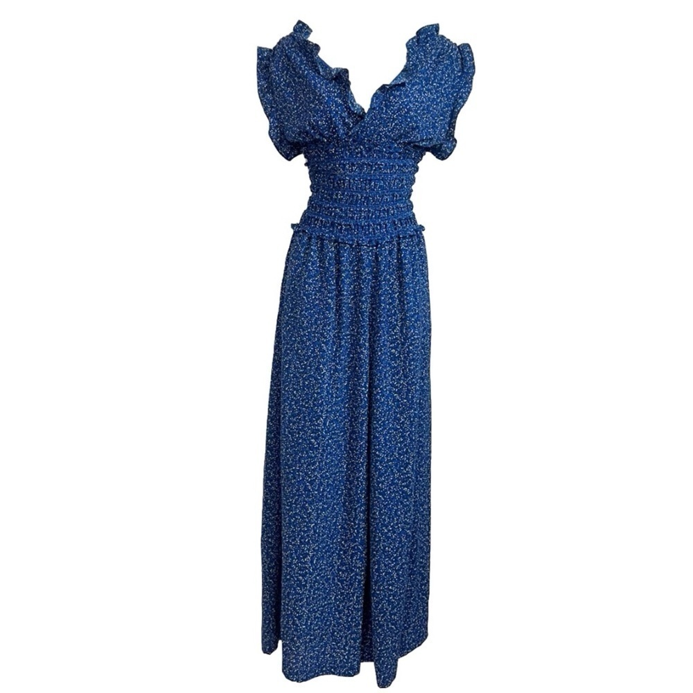 NWT Max Studio Floral Crepe Jumpsuit Sleeveless Surplice Smocked Waist Wide Leg